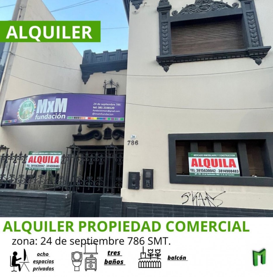 ALQUILER IMPECABLE CASA CON DESTINO COMERCIAL EN 24 DE SEPTIEMBRE 700, SMT